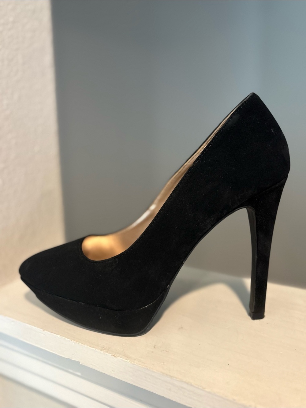 Charlotte Russe Black Stiletto Faux Suedes Platform 4” Stiletto Pump Womens Sz 9 - Picture 4 of 9